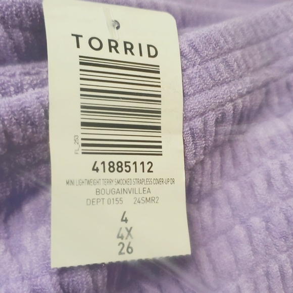 ❤️NWT VINTAGE TORRID SWIM COVER STRAPLESS TERRY BEACH DRESS COVER-UP LILAC PLUS - Picture 9 of 16